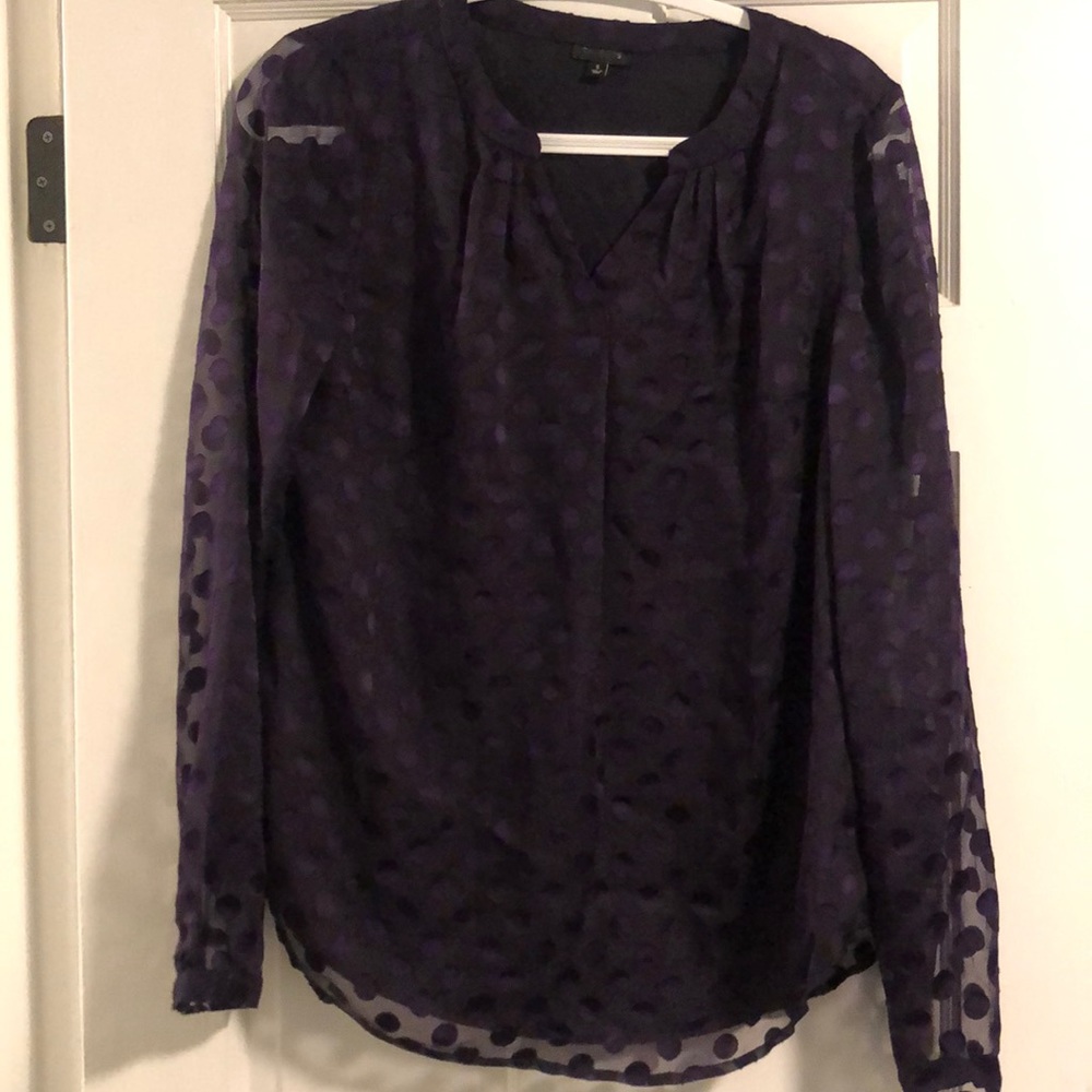 Talbots blouse | size S | polka dots | deep purple